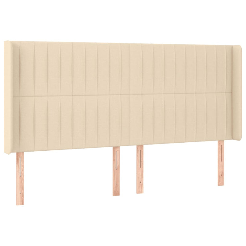 vidaXL krémszínű szövet LED-es fejtámla szárnyakkal 163x16x118/128 cm