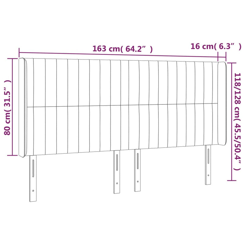 vidaXL krémszínű szövet LED-es fejtámla szárnyakkal 163x16x118/128 cm