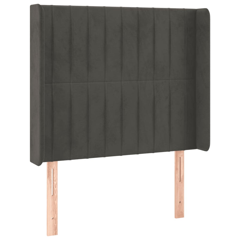 vidaXL sötétszürke bársony LED-es fejtámla 83x16x118/128 cm