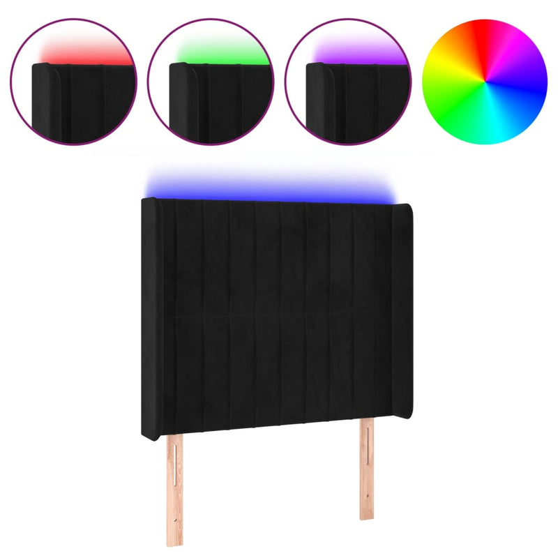 vidaXL fekete bársony LED-es fejtámla 83x16x118/128 cm