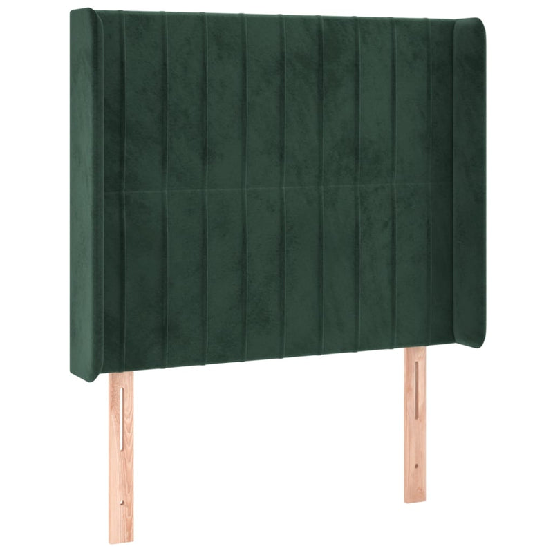 vidaXL sötétzöld bársony LED-es fejtámla 83x16x118/128 cm