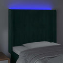 vidaXL sötétzöld bársony LED-es fejtámla 83x16x118/128 cm