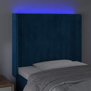 vidaXL sötétkék bársony LED-es fejtámla 83x16x118/128 cm
