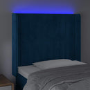 vidaXL sötétkék bársony LED-es fejtámla 83x16x118/128 cm