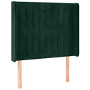 vidaXL sötétzöld bársony LED-es fejtámla 93x16x118/128 cm