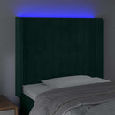 vidaXL sötétzöld bársony LED-es fejtámla 93x16x118/128 cm