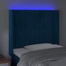 vidaXL sötétkék bársony LED-es fejtámla 93x16x118/128 cm