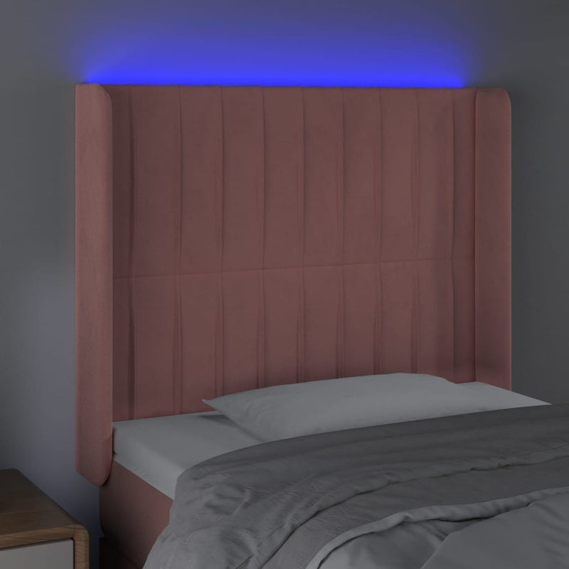 vidaXL rózsaszín bársony LED-es fejtámla 93x16x118/128 cm