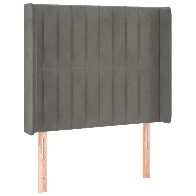 vidaXL világosszürke bársony LED-es fejtámla 103x16x118/128 cm