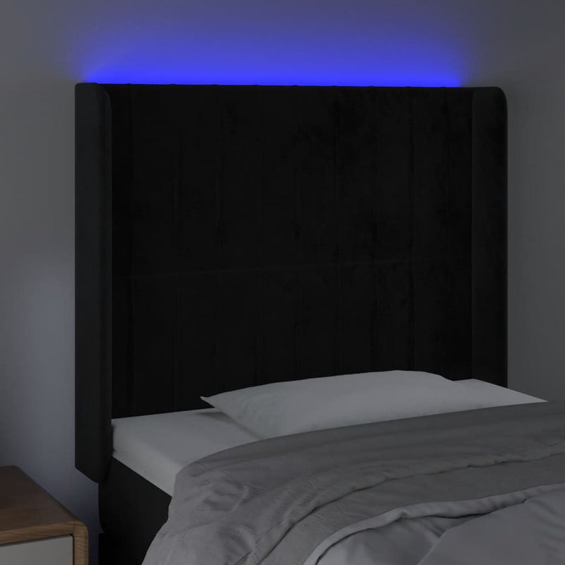 vidaXL fekete bársony LED-es fejtámla 103x16x118/128 cm