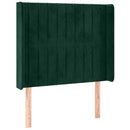 vidaXL sötétzöld bársony LED-es fejtámla 103x16x118/128 cm