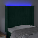 vidaXL sötétzöld bársony LED-es fejtámla 103x16x118/128 cm