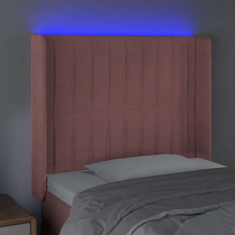 vidaXL rózsaszín bársony LED-es fejtámla 103x16x118/128 cm