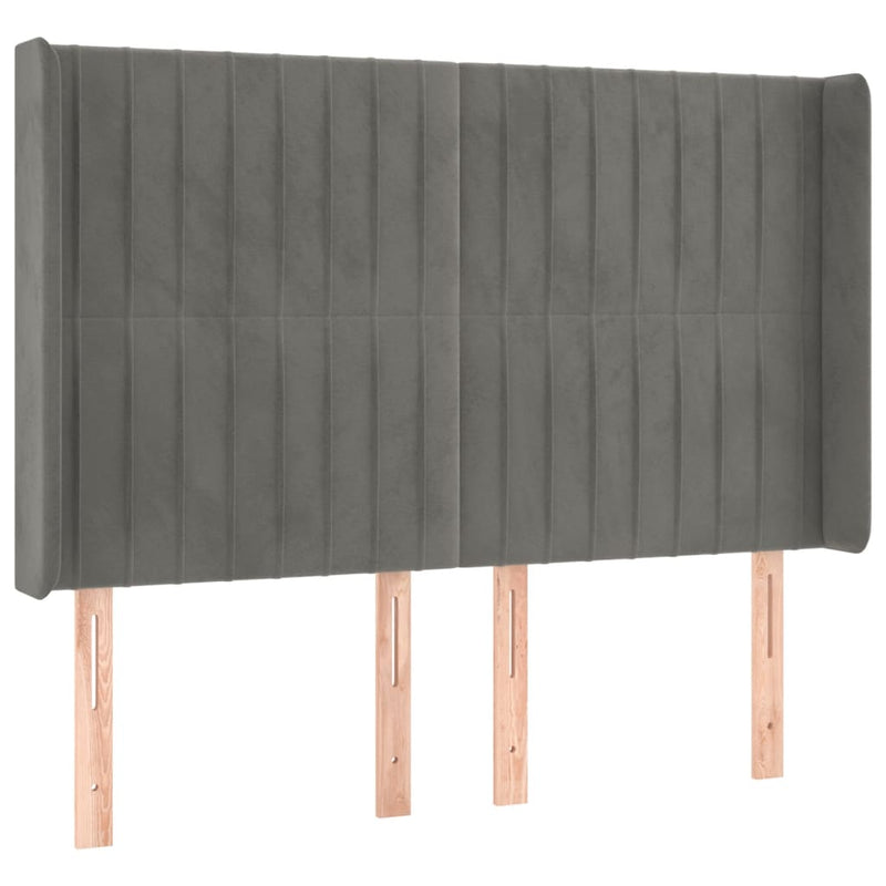 vidaXL világosszürke bársony LED-es fejtámla 147x16x118/128 cm