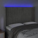 vidaXL világosszürke bársony LED-es fejtámla 147x16x118/128 cm