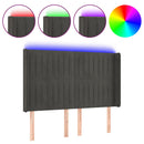 vidaXL sötétszürke bársony LED-es fejtámla 147x16x118/128 cm