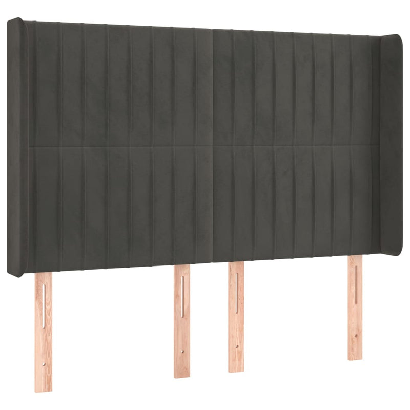 vidaXL sötétszürke bársony LED-es fejtámla 147x16x118/128 cm
