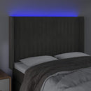 vidaXL sötétszürke bársony LED-es fejtámla 147x16x118/128 cm
