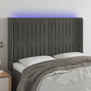 vidaXL sötétszürke bársony LED-es fejtámla 147x16x118/128 cm