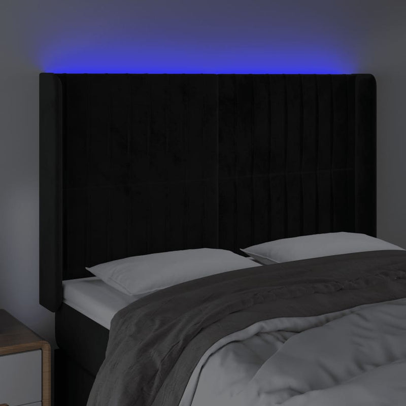 vidaXL fekete bársony LED-es fejtámla 147x16x118/128 cm