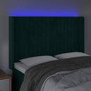 vidaXL sötétzöld bársony LED-es fejtámla 147x16x118/128 cm