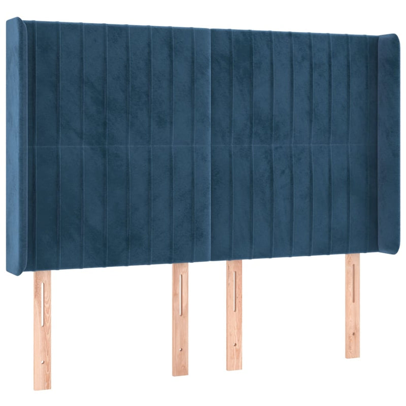 vidaXL sötétkék bársony LED-es fejtámla 147x16x118/128 cm