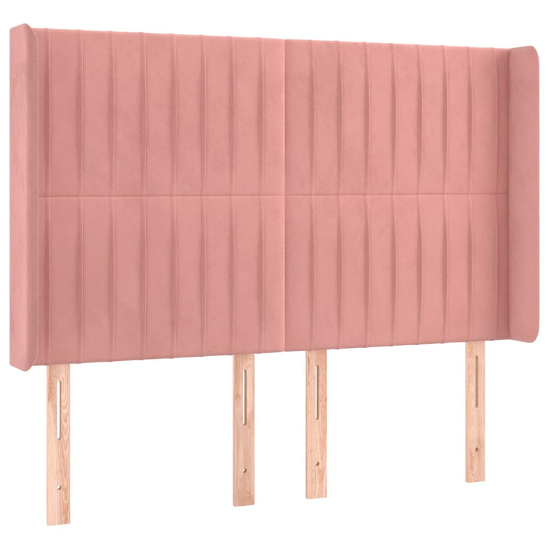 vidaXL rózsaszín bársony LED-es fejtámla 147x16x118/128 cm