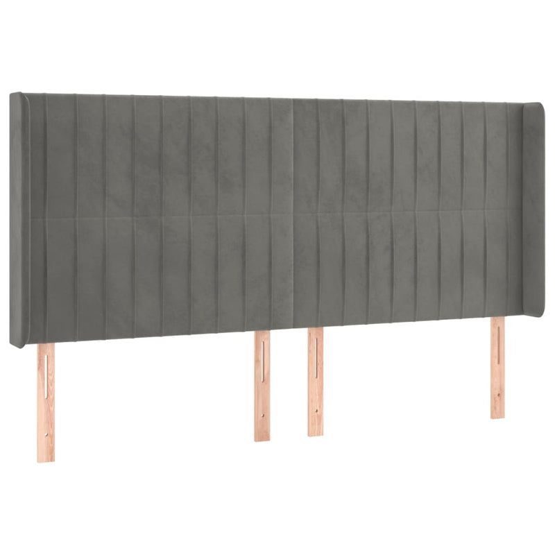 vidaXL világosszürke bársony LED-es fejtámla 163x16x118/128 cm