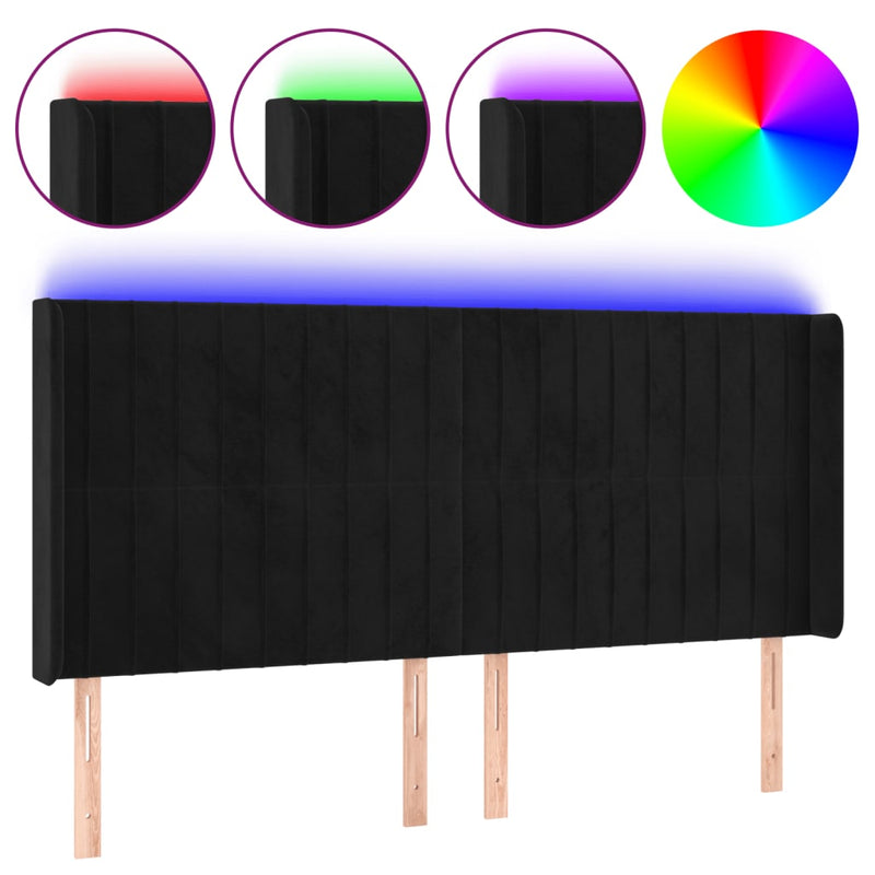 vidaXL fekete bársony LED-es fejtámla 163x16x118/128 cm