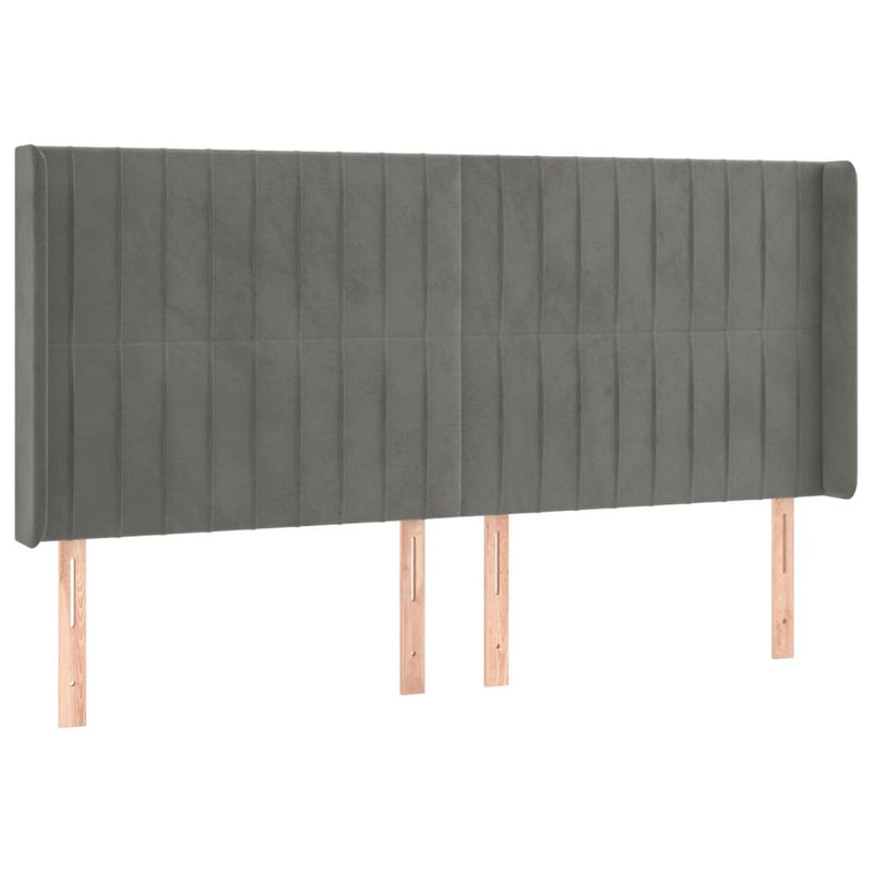 vidaXL világosszürke bársony LED-es fejtámla 183x16x118/128 cm