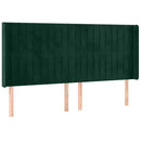 vidaXL sötétzöld bársony LED-es fejtámla 183x16x118/128 cm