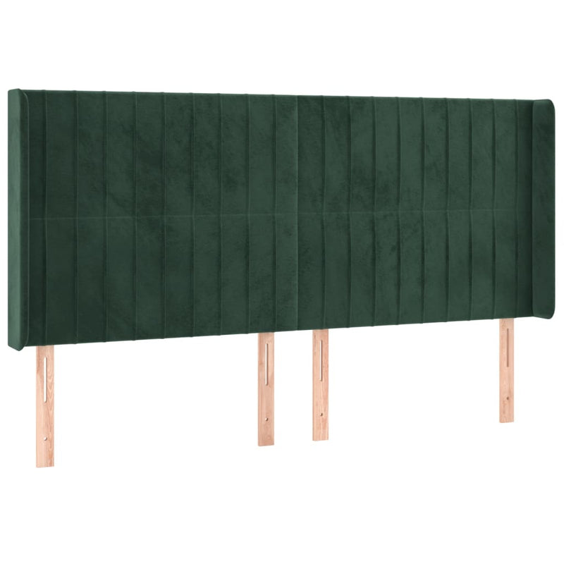 vidaXL sötétzöld bársony LED-es fejtámla 183x16x118/128 cm