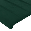 vidaXL sötétzöld bársony LED-es fejtámla 183x16x118/128 cm