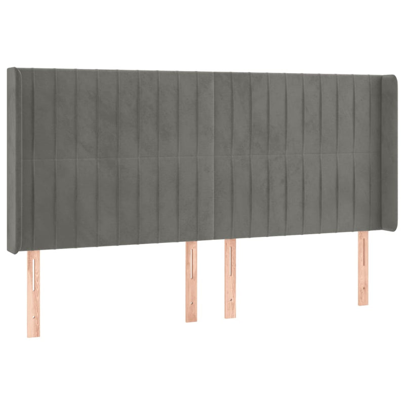 vidaXL világosszürke bársony LED-es fejtámla 203x16x118/128 cm