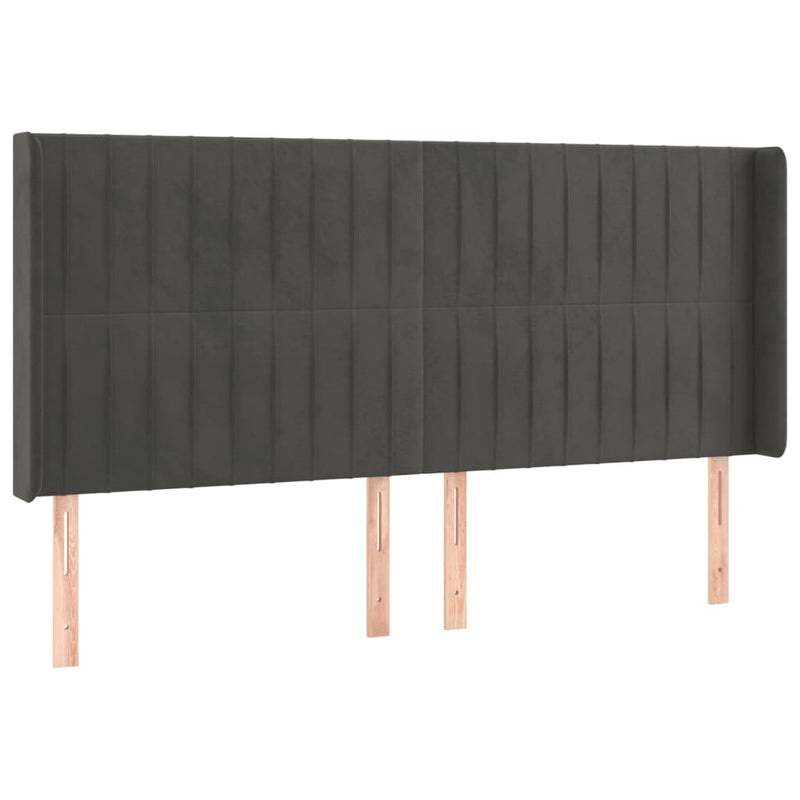 vidaXL sötétszürke bársony LED-es fejtámla 203x16x118/128 cm