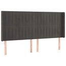 vidaXL sötétszürke bársony LED-es fejtámla 203x16x118/128 cm
