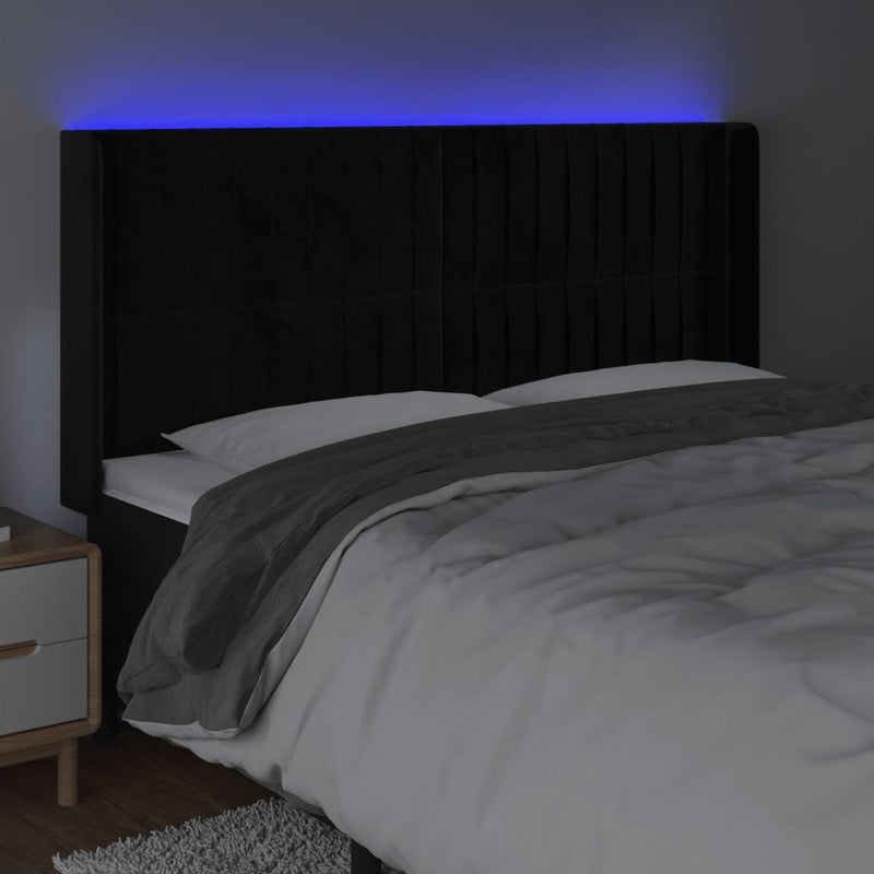 vidaXL fekete bársony LED-es fejtámla 203x16x118/128 cm