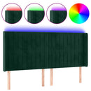 vidaXL sötétzöld bársony LED-es fejtámla 203x16x118/128 cm
