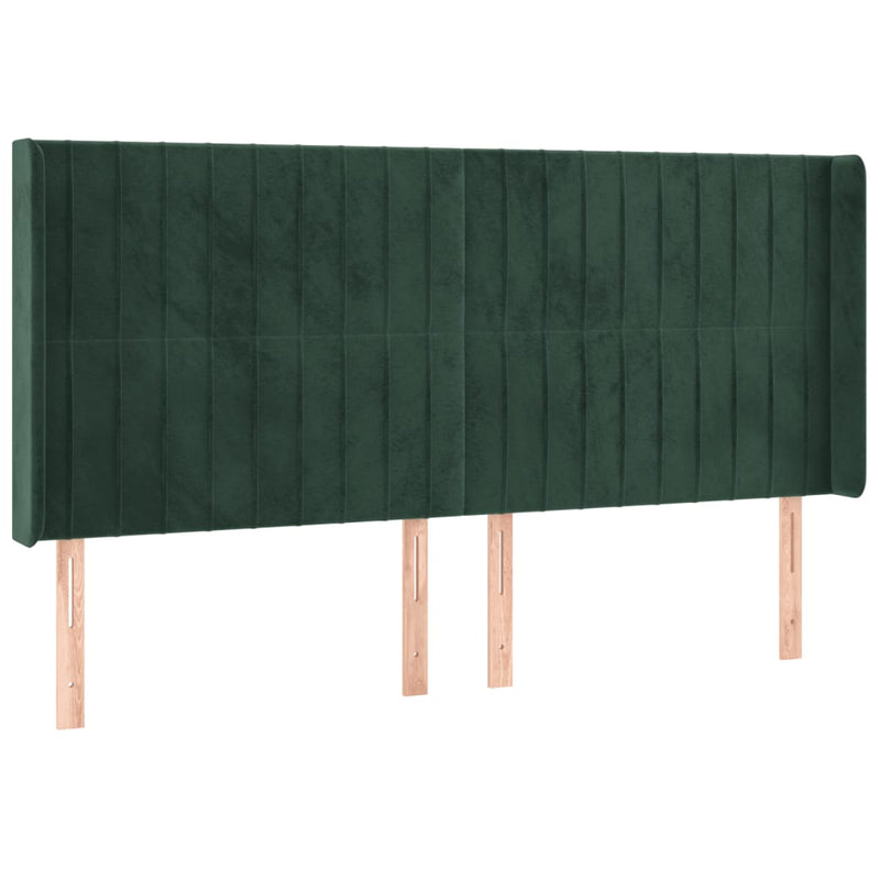 vidaXL sötétzöld bársony LED-es fejtámla 203x16x118/128 cm