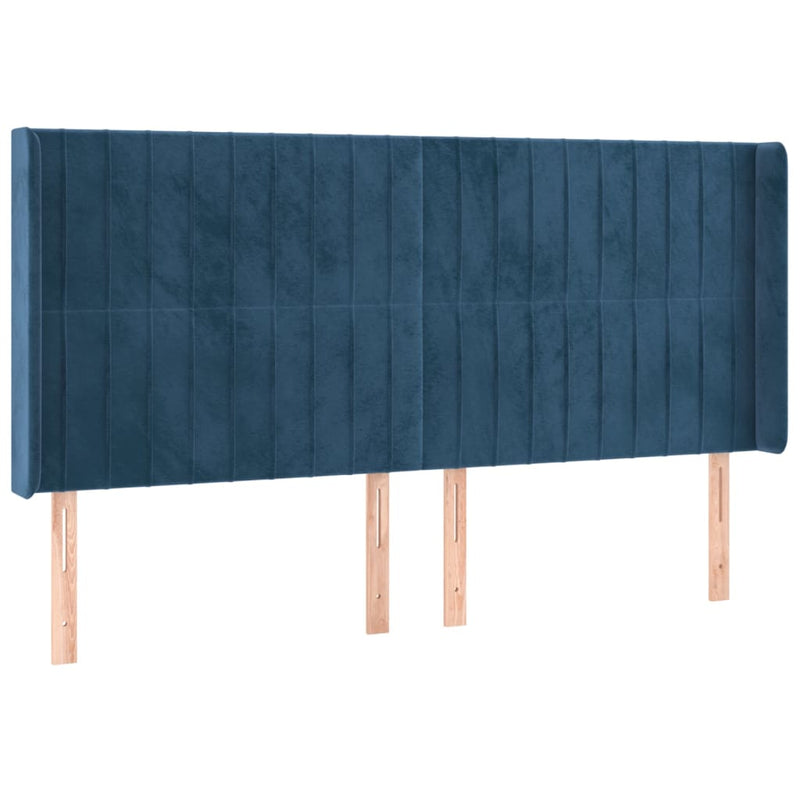 vidaXL sötétkék bársony LED-es fejtámla 203x16x118/128 cm