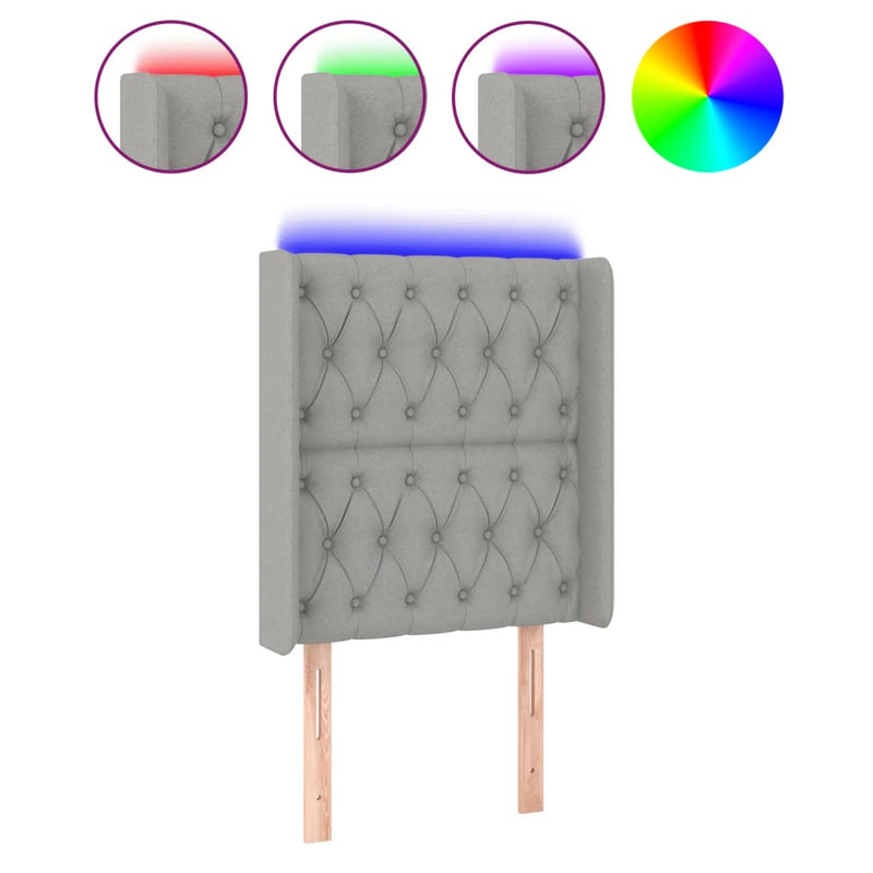 vidaXL világosszürke szövet LED-es fejtámla 83x16x118/128 cm