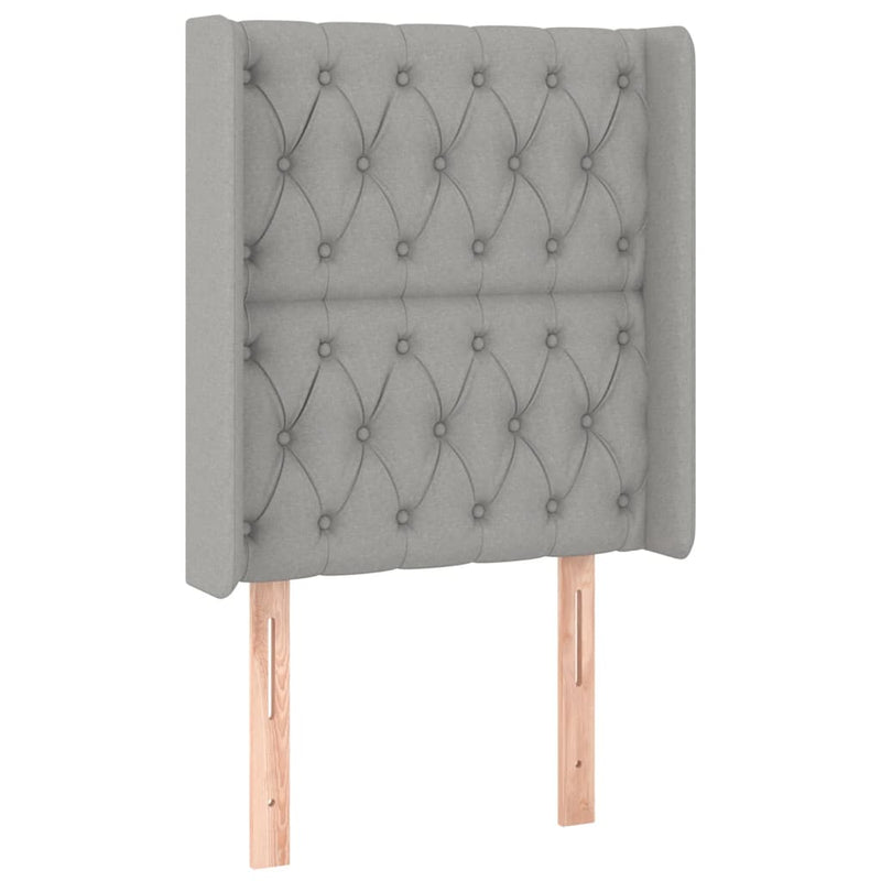 vidaXL világosszürke szövet LED-es fejtámla 83x16x118/128 cm