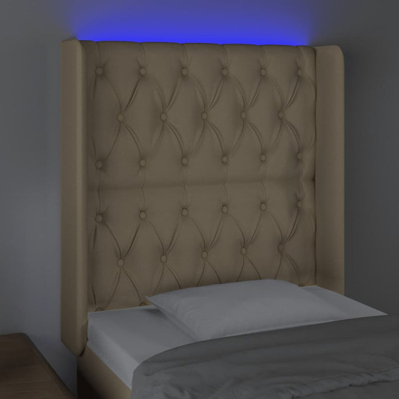vidaXL krémszínű szövet LED-es fejtámla 83x16x118/128 cm