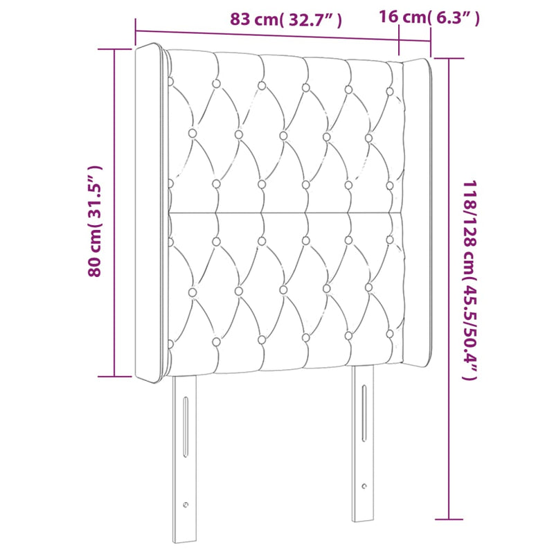vidaXL krémszínű szövet LED-es fejtámla 83x16x118/128 cm