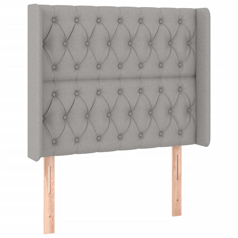 vidaXL világosszürke szövet LED-es fejtámla 93x16x118/128 cm