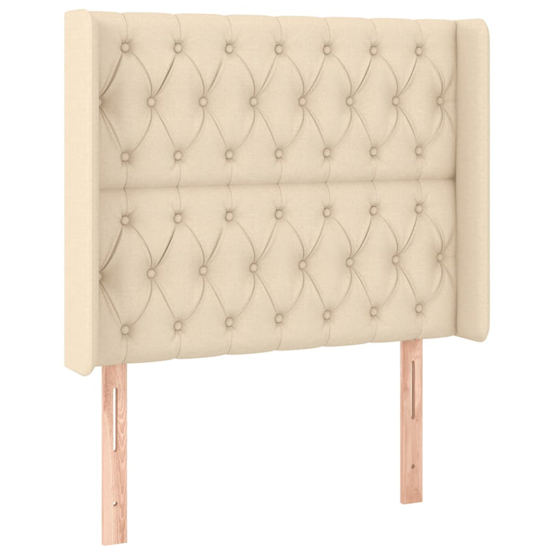 vidaXL krémszínű szövet LED-es fejtámla 93x16x118/128 cm