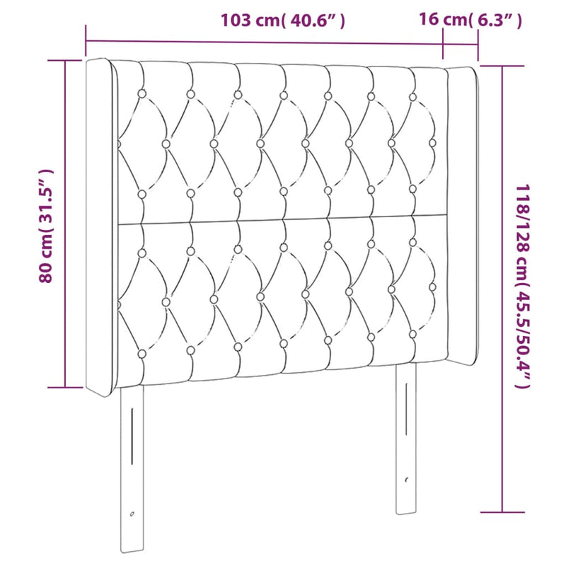 vidaXL sötétszürke szövet LED-es fejtámla 103x16x118/128 cm