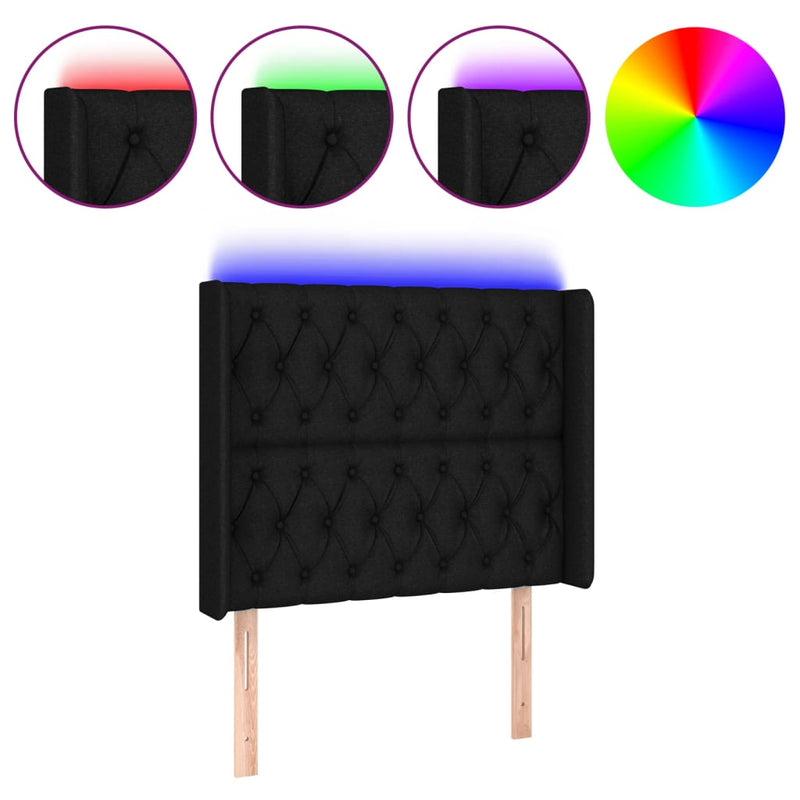 vidaXL fekete szövet LED-es fejtámla 103x16x118/128 cm