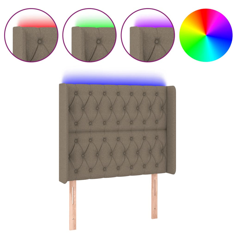 vidaXL tópszínű szövet LED-es fejtámla 103x16x118/128 cm