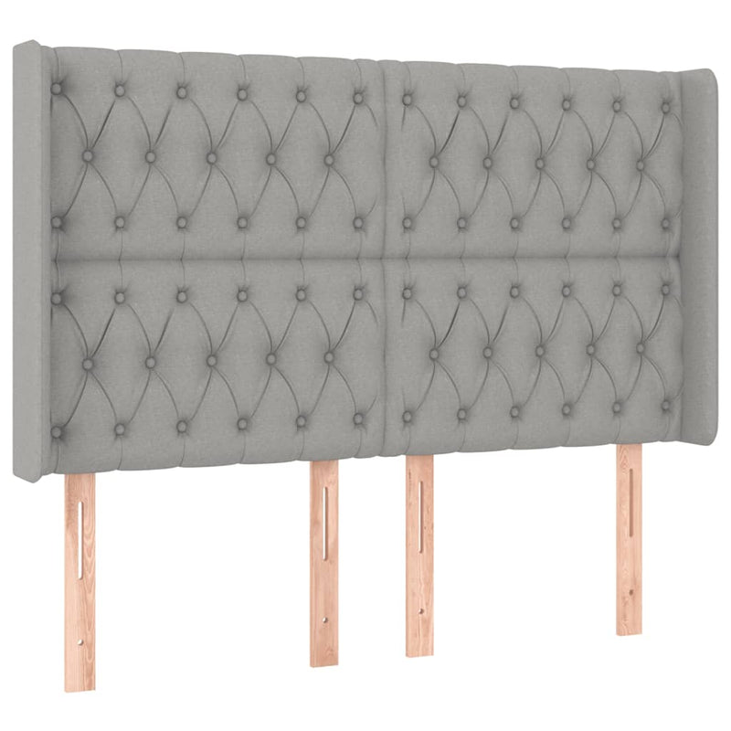 vidaXL világosszürke szövet LED-es fejtámla 147x16x118/128 cm